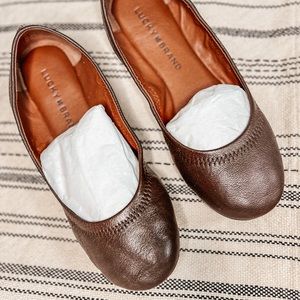 Lucky Brand, dark brown leather ballet flats, size 6 1/2